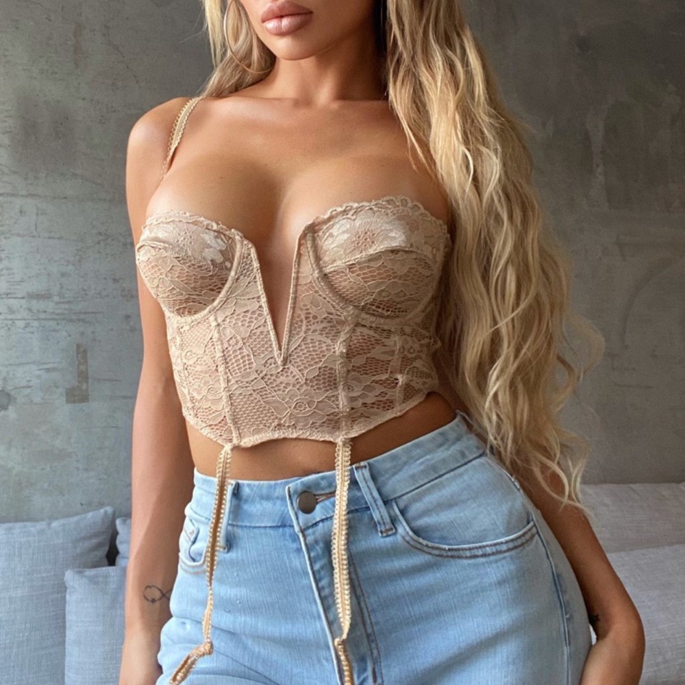 TicToc Nude Lace Corset Top